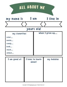 All About Me Printable Poster Template 1