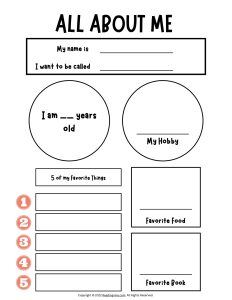 All About Me Printable Poster Template 3