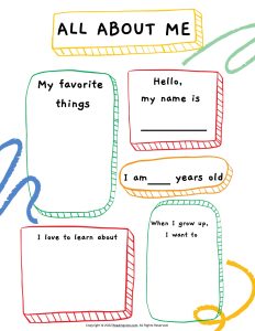All About Me Worksheet