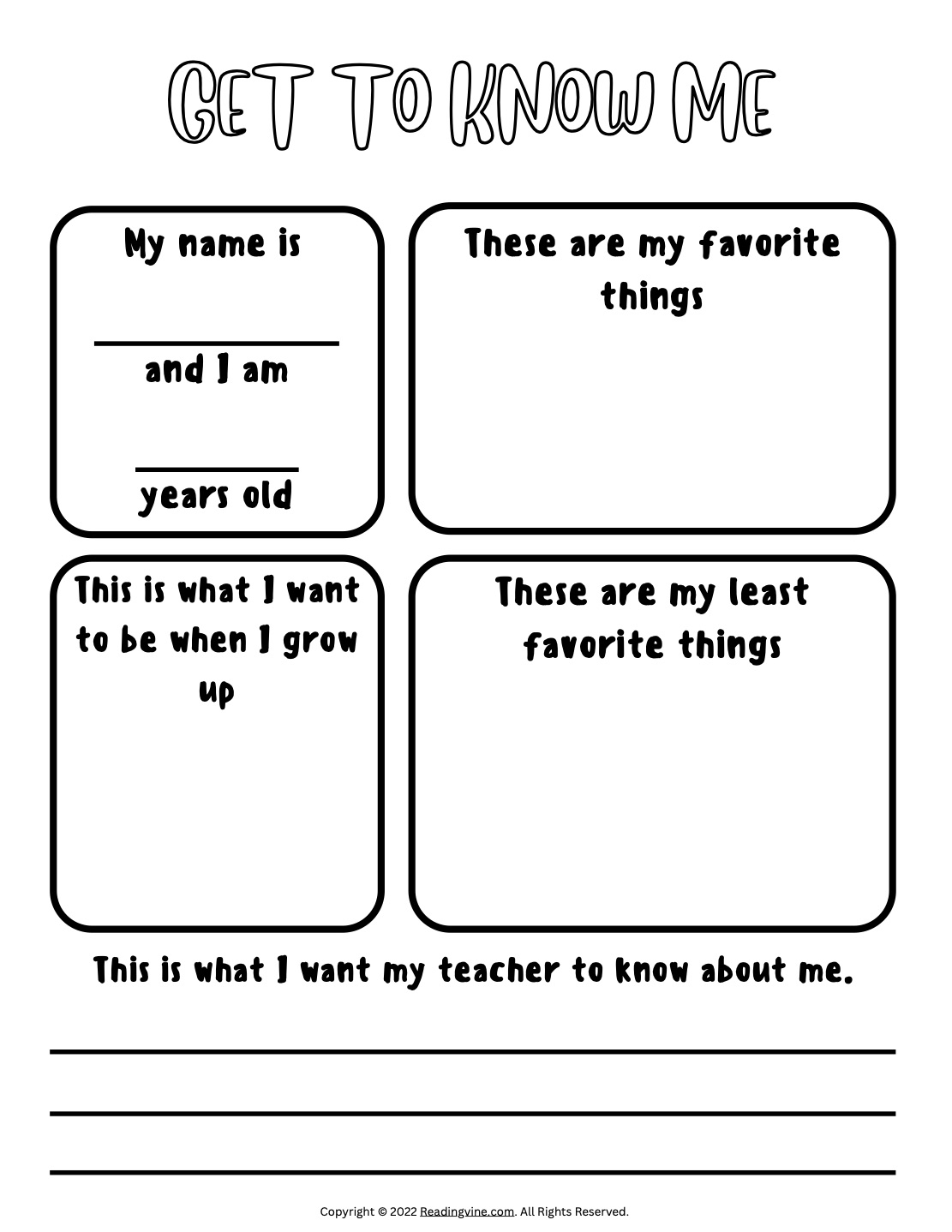 All About Me Worksheets Printable Templates