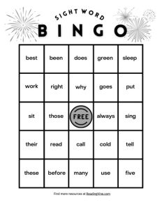 2nd Grade Sight Word Bingo Cards