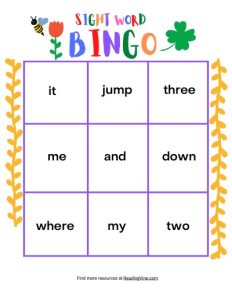 Colorful 3rd Grade Sight Word Bingo