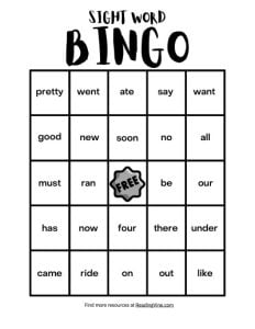 Kindergarten Bingo