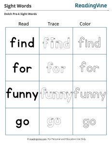 Dolch word tracing 3