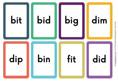 CVC Words Flashcards Short I