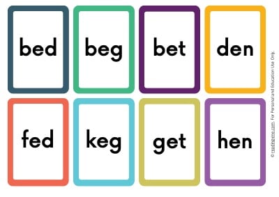 CVC Words Flashcards - Short e