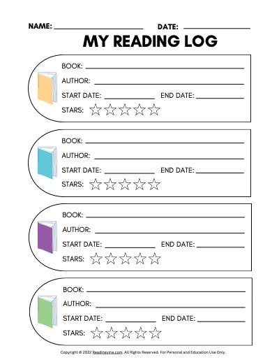 Reading Log Printable Templates 10 Different Formats