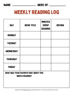 Reading Journal Worksheet Template 2