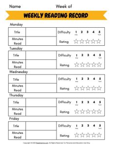 Reading Journal Worksheet Template 4