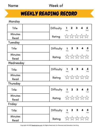 Reading Journal Worksheet Template 4