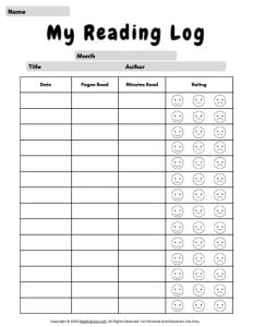 Reading Log Worksheet Template 7