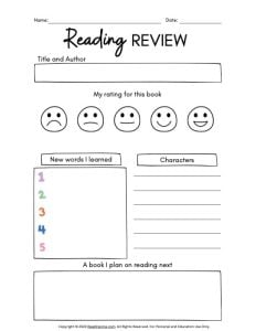 Reading Log Worksheet Template 8