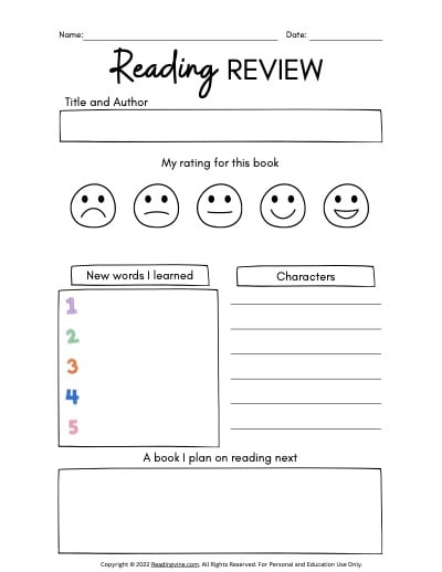 Reading Log Worksheet Template 8