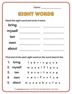 3rd Grade Write and Find Sight Words Activity