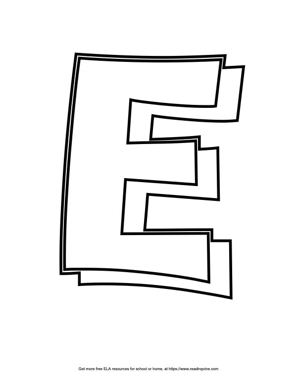 Block Outline Capital Bubble Letter E