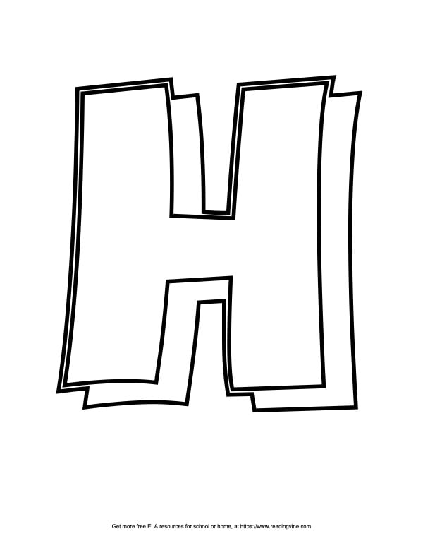 Block Outline Capital Bubble Letter H