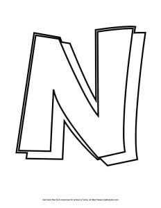 Block Outline Capital Bubble Letter N