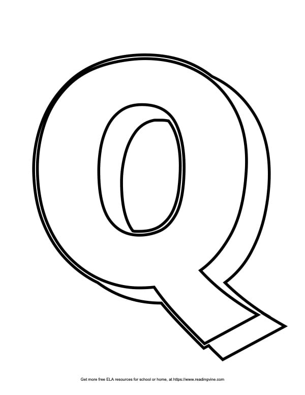 Block Outline Capital Bubble Letter Q