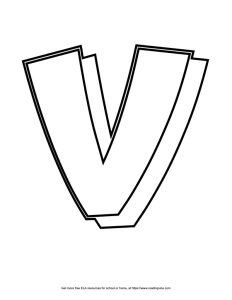 Block Outline Capital Bubble Letter V