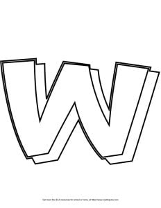 Block Outline Capital Bubble Letter W