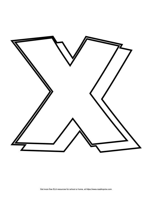 Block Outline Capital Bubble Letter X