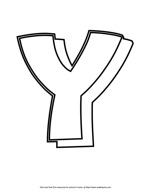 Block Outline Capital Bubble Letter Y