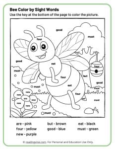 Kindergarten Color by Sight Words Coloring Activity