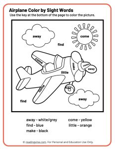Pre-K Color by Sight Words Coloring Activity