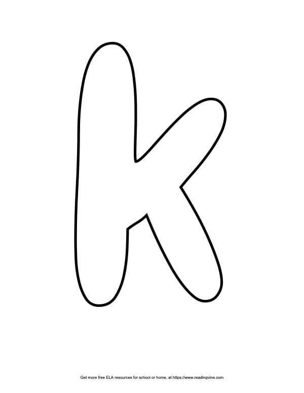 Round Lowercase Bubble Letter K