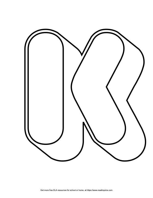 Round Outline Capital Bubble Letter K