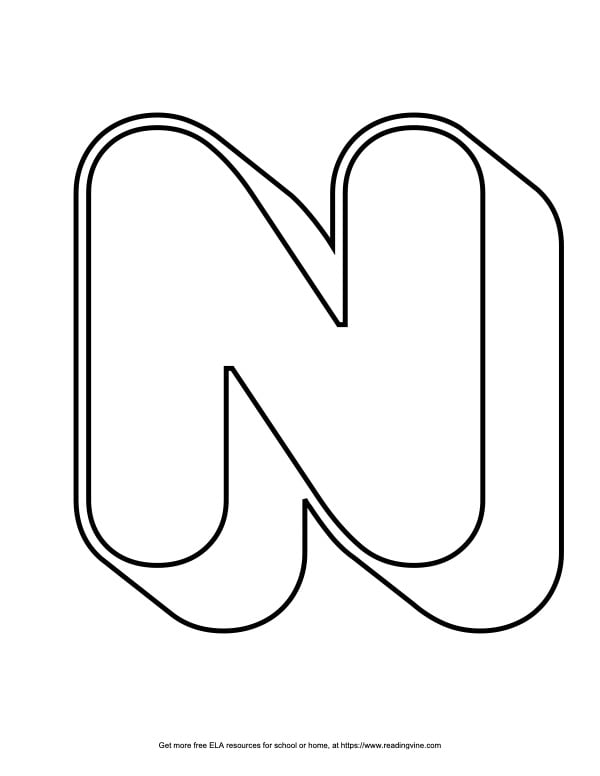 Round Outline Capital Bubble Letter N Image - ReadingVine