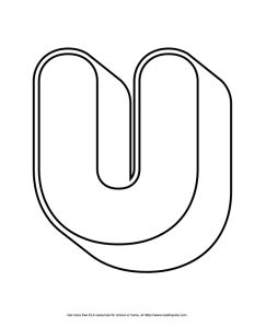 Round Outline Capital Bubble Letter U
