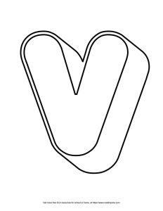 Round Outline Capital Bubble Letter V