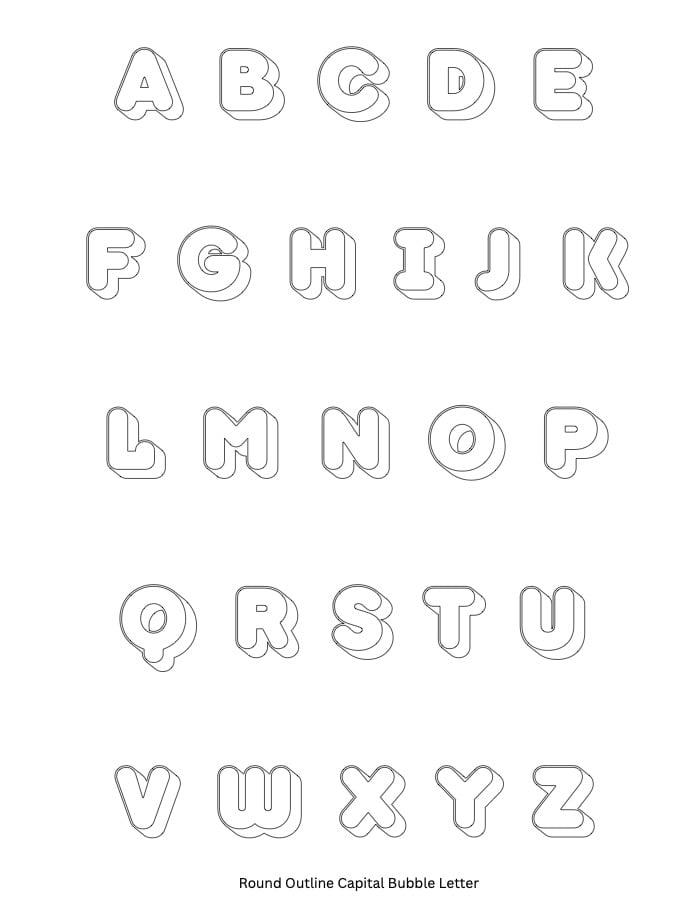 Bubble Letters Alphabet (19 Printable Font Styles)