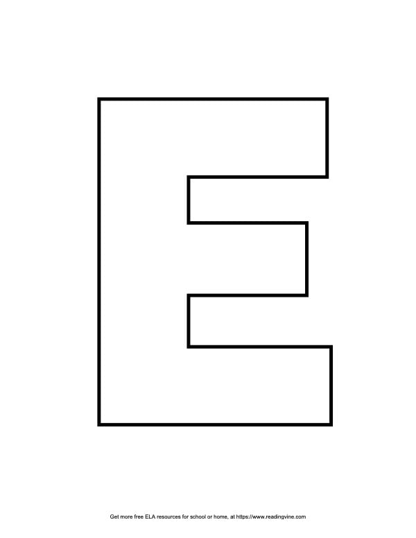 Straight Block Capital Letter E Image - ReadingVine