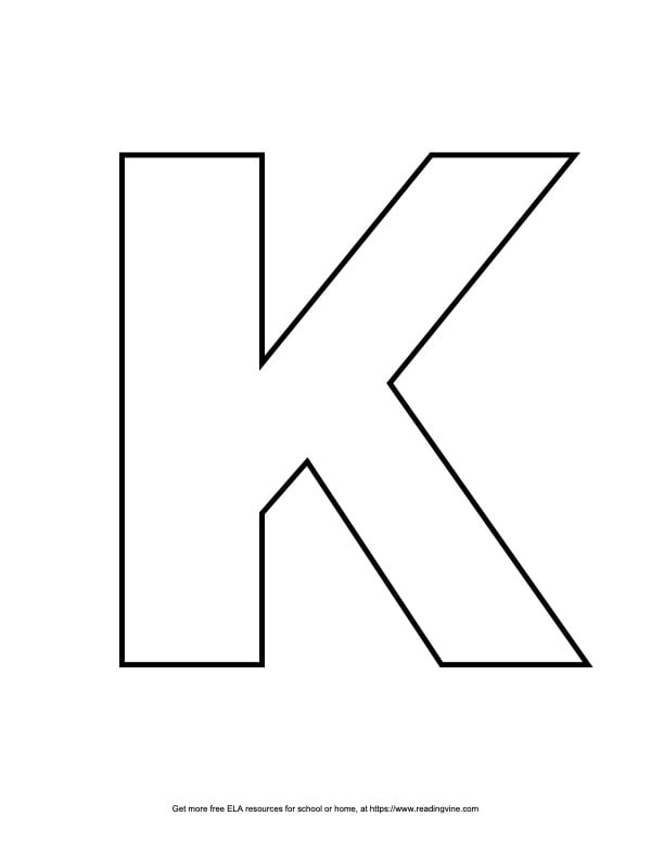 Straight Block Capital Letter K Image - ReadingVine