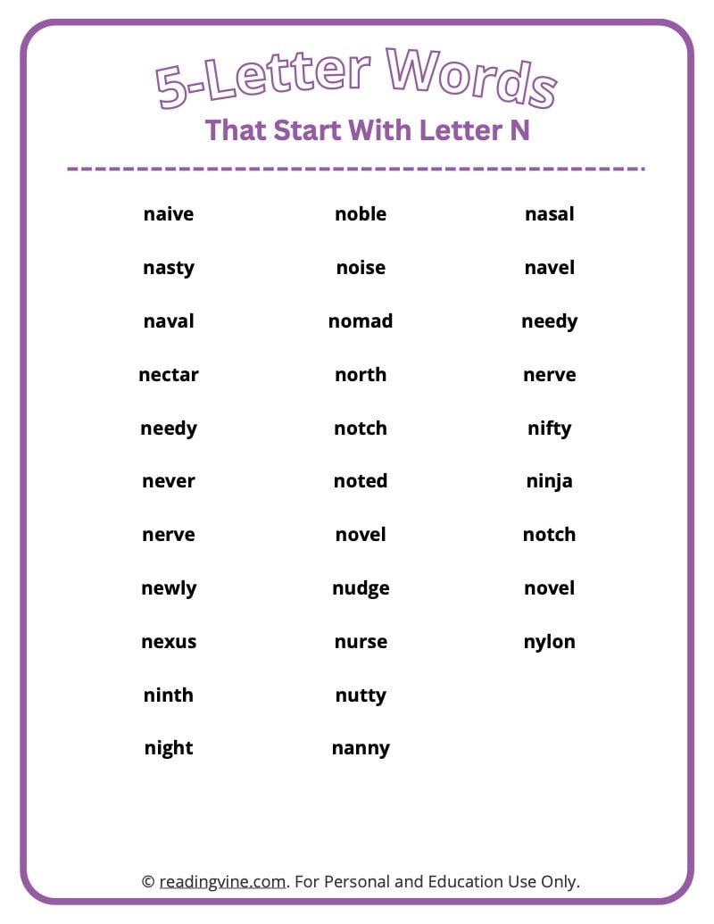 5 Letter Words That Start With N Image - ReadingVine words start with anti prefix