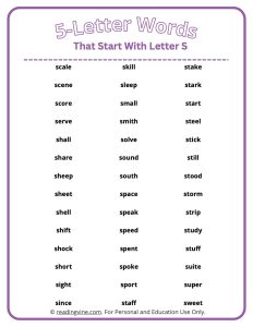 5 Letter Words That Start With S