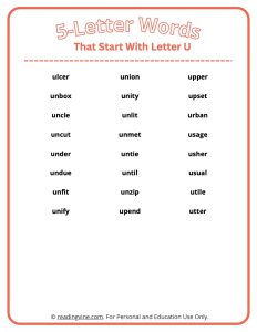 5 Letter U Words