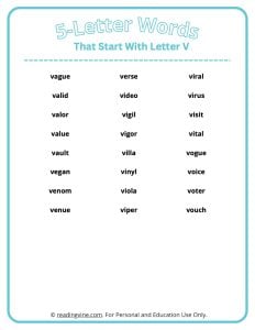 5 letter words that start with v and ends with v