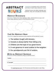 Find the Abstract Noun Brainstorming Activity