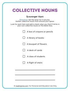 Collective Nouns Scavenger Hunt Activity