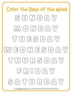 Color the Days of the Week