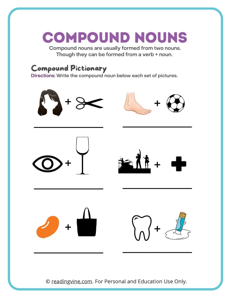 Compound Nouns Pictionary Activity
