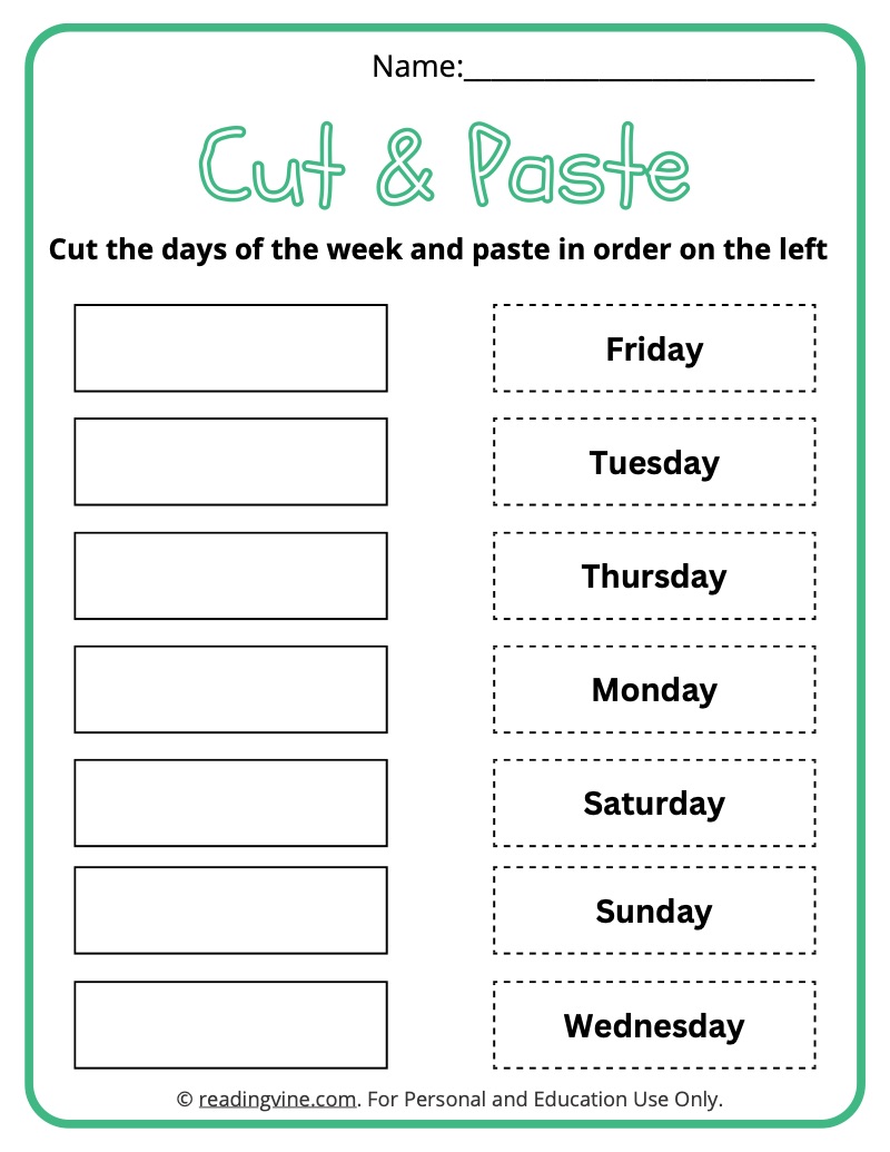 Days Of The Week Worksheets Free Printable Activities