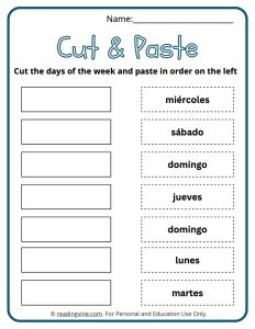 Cut and Paste the Days of the Week in Spanish