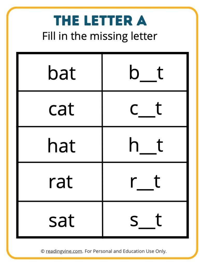Fill in the Missing A from each word