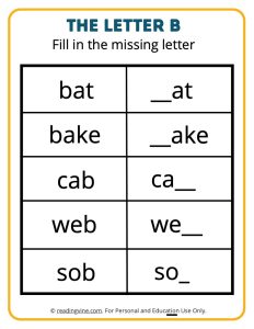 Fill in the Missing Letter B