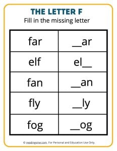 Fill in the Missing F