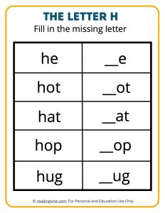 Fill in the Missing H